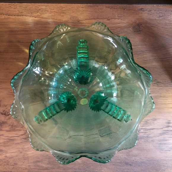 Beautiful Aquamarine Ornate Glass Candy Dish ✨ - Picture 4 of 6